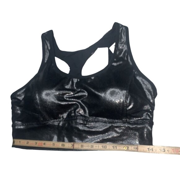 DSG Women's Black Metallic Sports Bra Racerback. Size Large - Picture 6 of 13